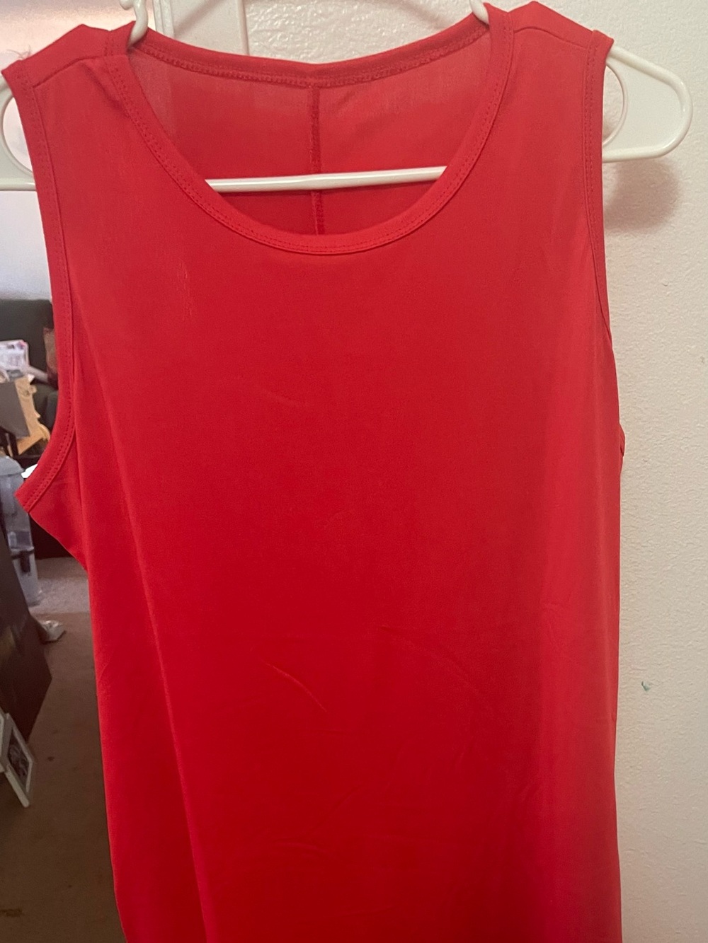 Women's Solid Red Sleeveless Tank dress.  No brand .